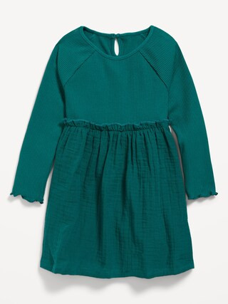 Long-Sleeve Textured-Knit Fit & Flare Dress for Toddler Girls | Old Navy (US)