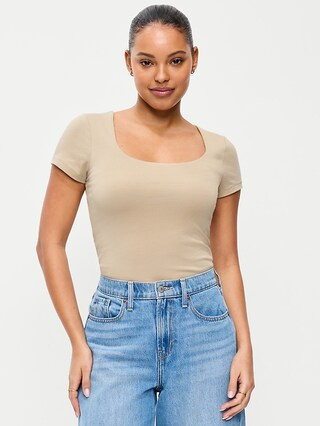Hug Double-Layer Scoop-Neck Top | Old Navy (US)