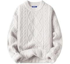 Aelfric Eden Cable Knit Sweater Women Vintage Chunky Cream Sweater Men Woven Crewneck Knitted Pul... | Amazon (US)