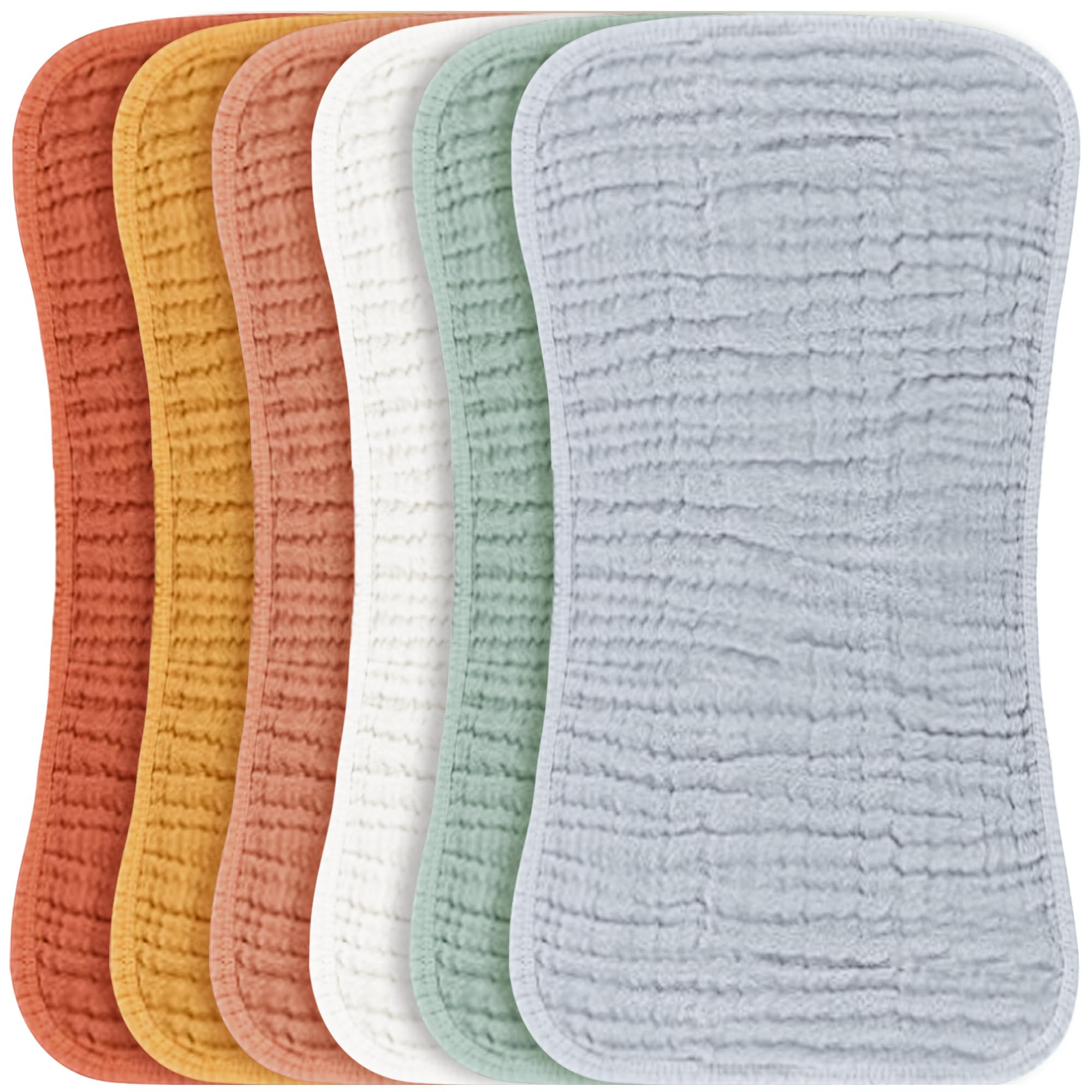 Konssy Muslin Baby Burp Cloths Sets for Unisex- 6 Pack Large 100% Cotton Burping Clothes for Newb... | Amazon (US)