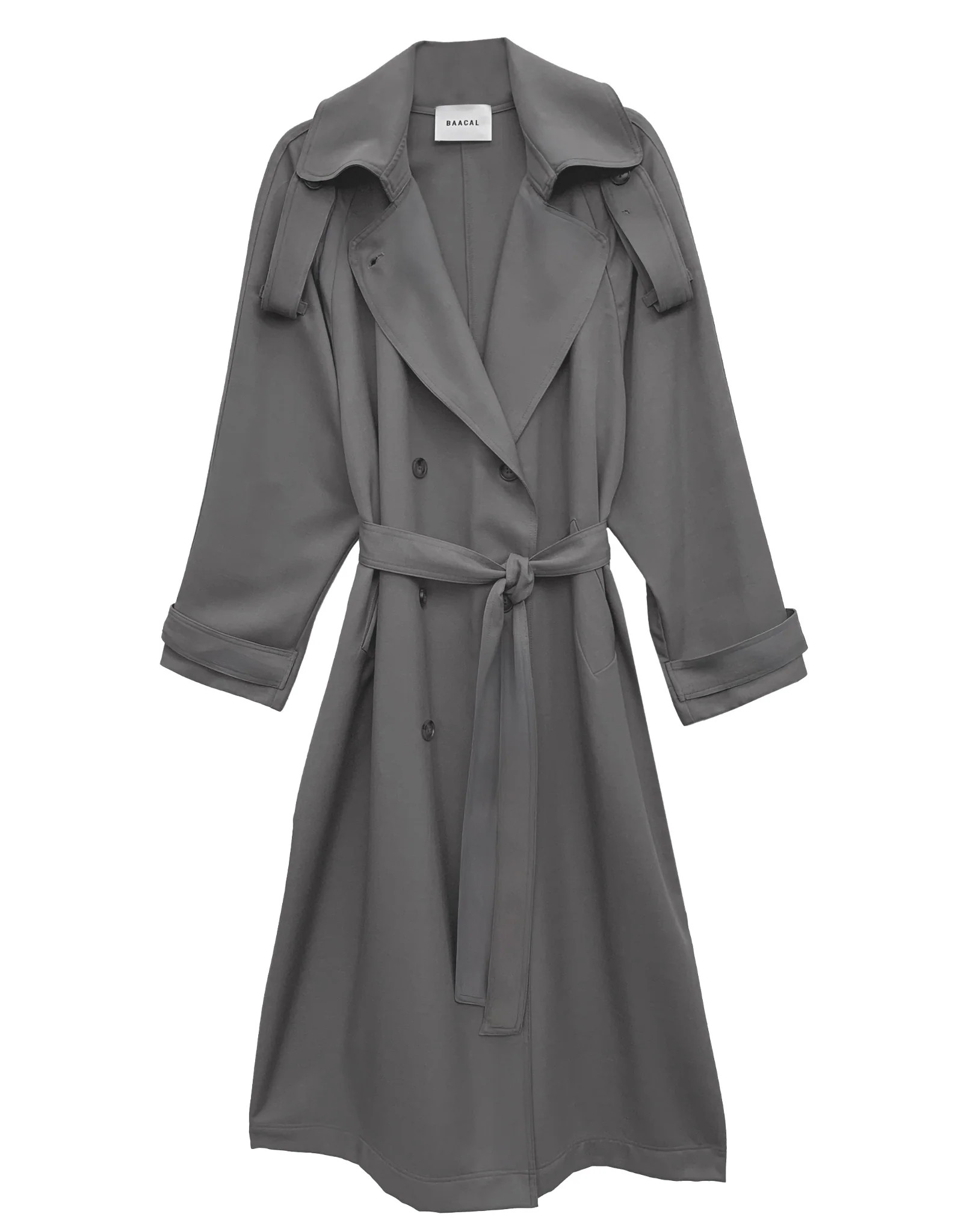 Delia Long Oversized Trench- Grey Wool | BAACAL Limited, LLC