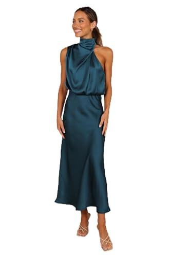 Petal & Pup Anabelle Halter Neck Midi Dress - Teal XL | Amazon (US)