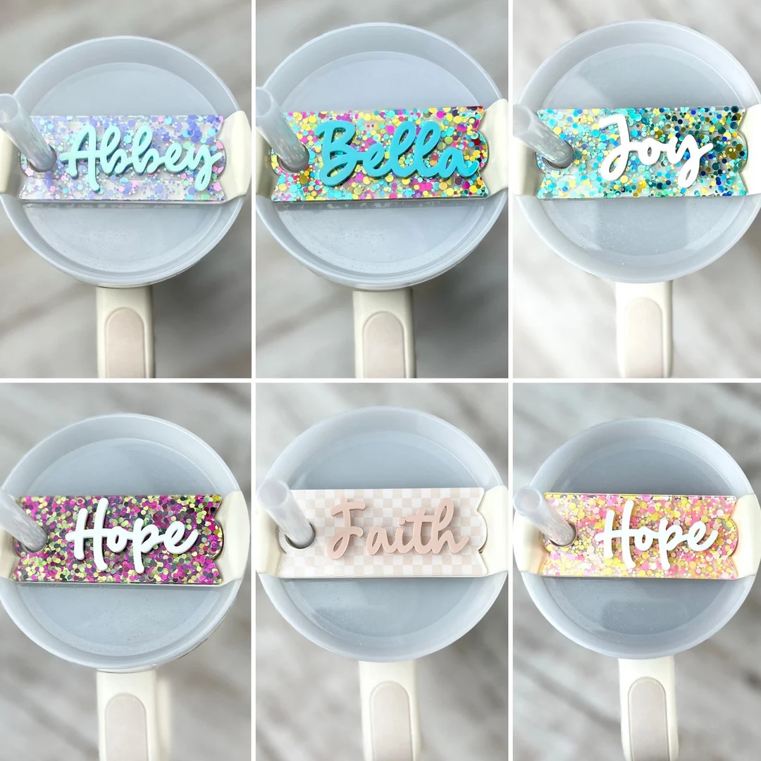 Personalized Tumbler Topper, Glitter Sparkly Nameplate for Lids, Tumbler Accessories, 20 Oz, 30 O... | Etsy (US)