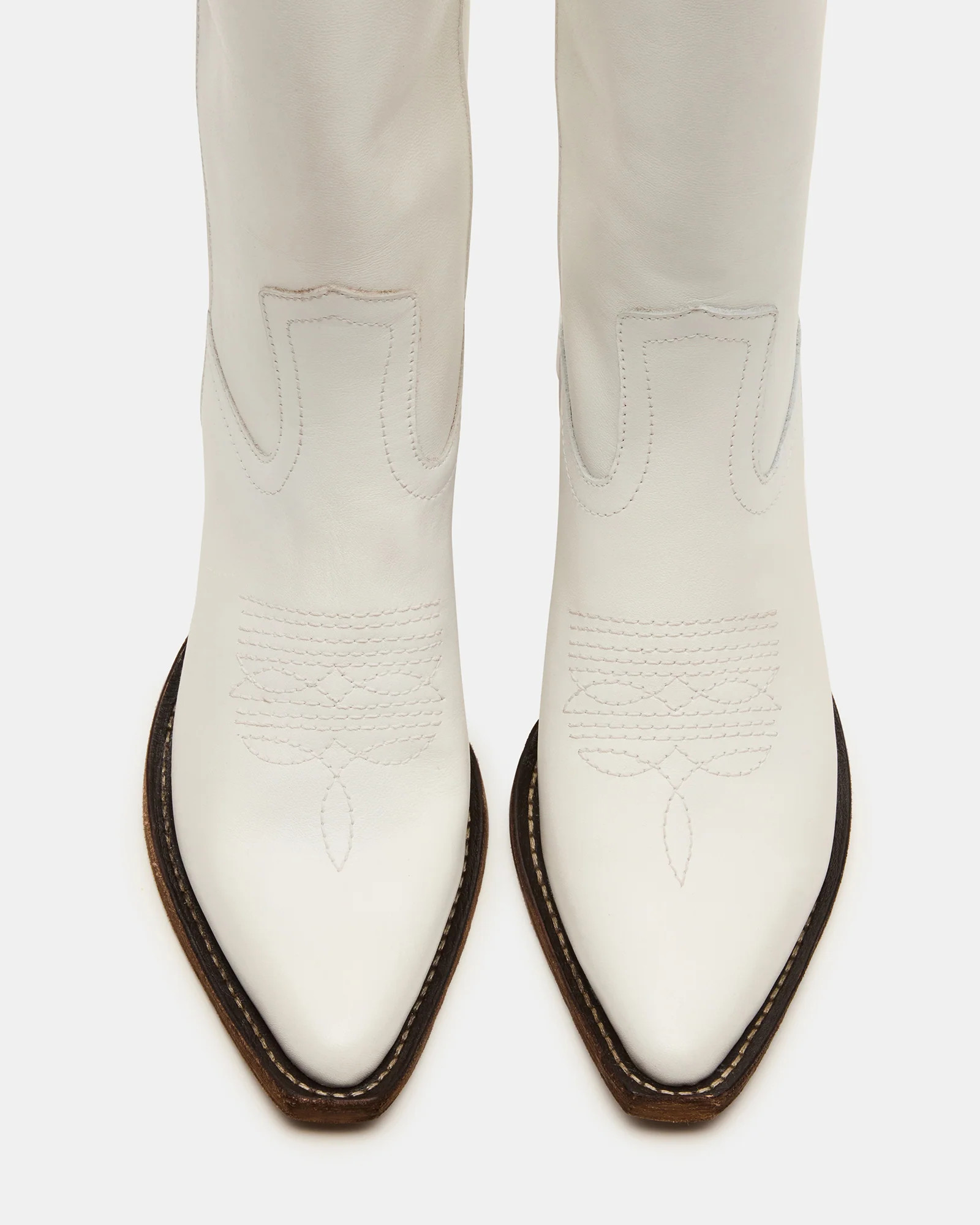 ALBANY White Leather Pointed-Toe Women's Western Boot | Steve Madden (US)