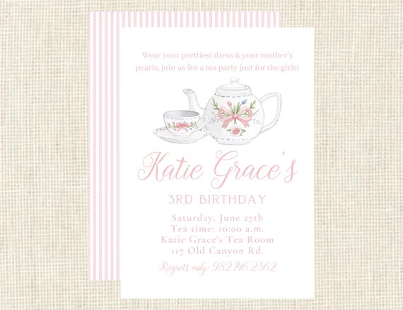 Watercolor Tea Party Invitations / Floral / Tea Party / Pink / | Etsy | Etsy (US)