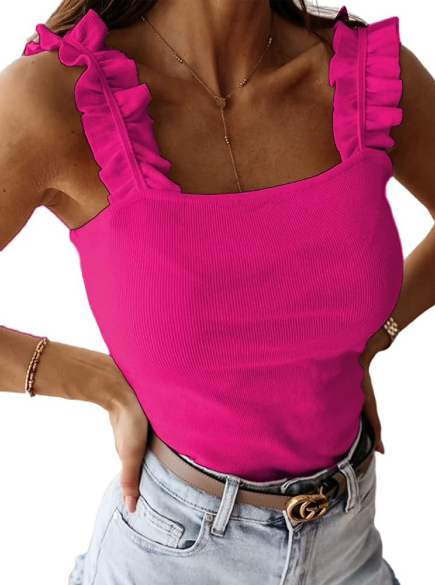 Ruffle tank top! 

#LTKFindsUnder50 #LTKMidsize #LTKOver40