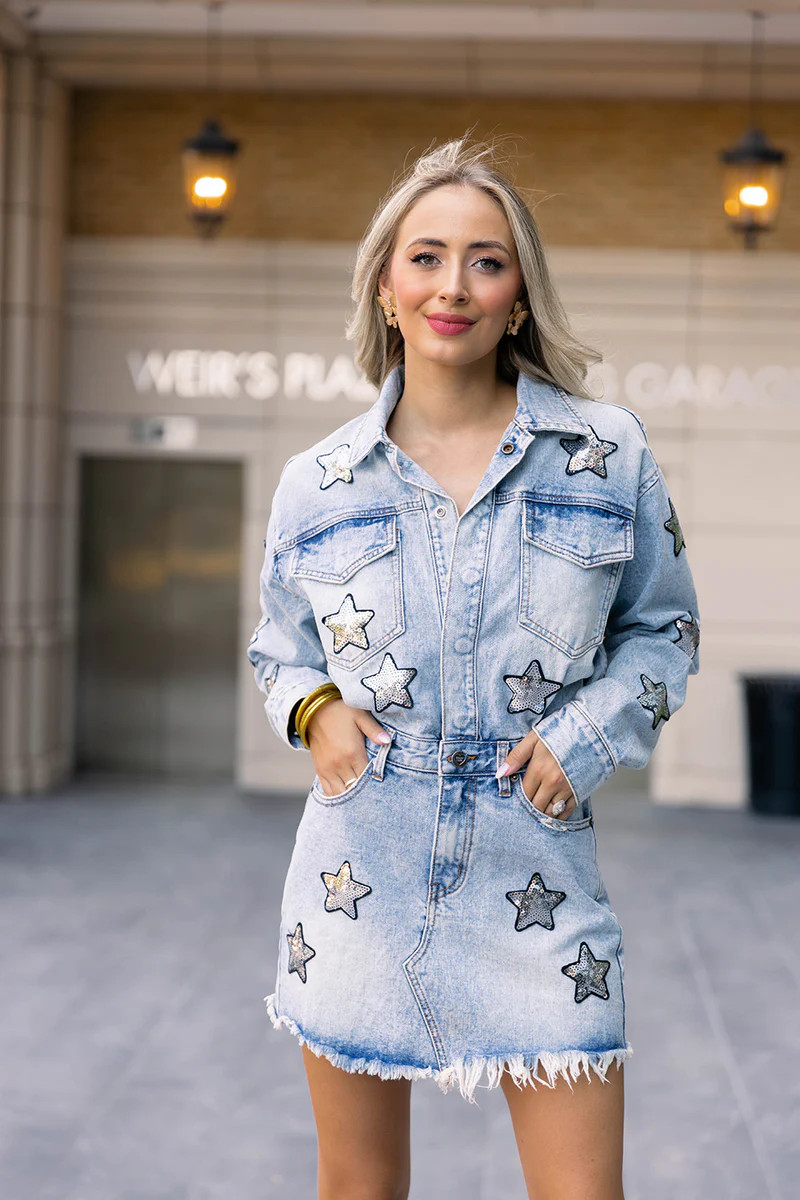 Raelynn Denim Mini Dress - Denim | BuddyLove