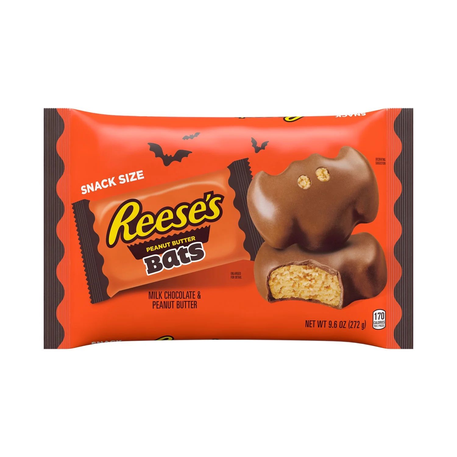 Reese's Milk Chocolate Snack Size Peanut Butter Bats Halloween Candy, Bag 9.6 oz | Walmart (US)