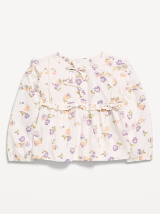 Long-Sleeve Crinkle Lace-Trim Top for Toddler Girls | Old Navy (US)