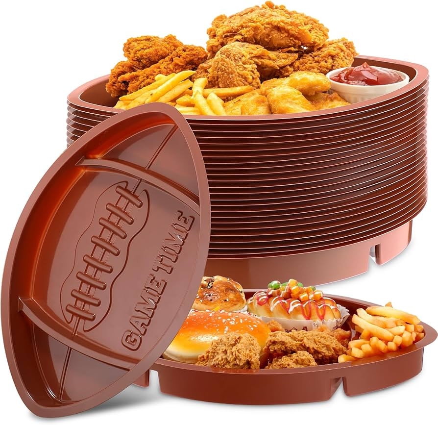 24 Pcs Football Serving Trays, Large 13.4 x 8.5 Inch Plastic Football Snack Thick Trays, Game Day... | Amazon (US)