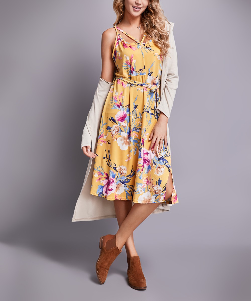 Yellow Floral Strappy Sleeveless Dress - Women & Plus | zulily