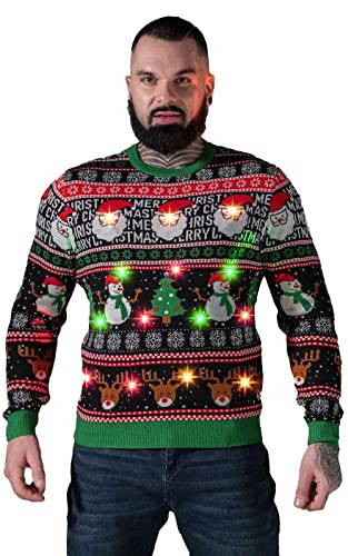 Men`s Ugly Christmas Sweater Unisex Women`s Funny Novelty Santa Pullover for Party Holiday Hijinks Small | Amazon (US)