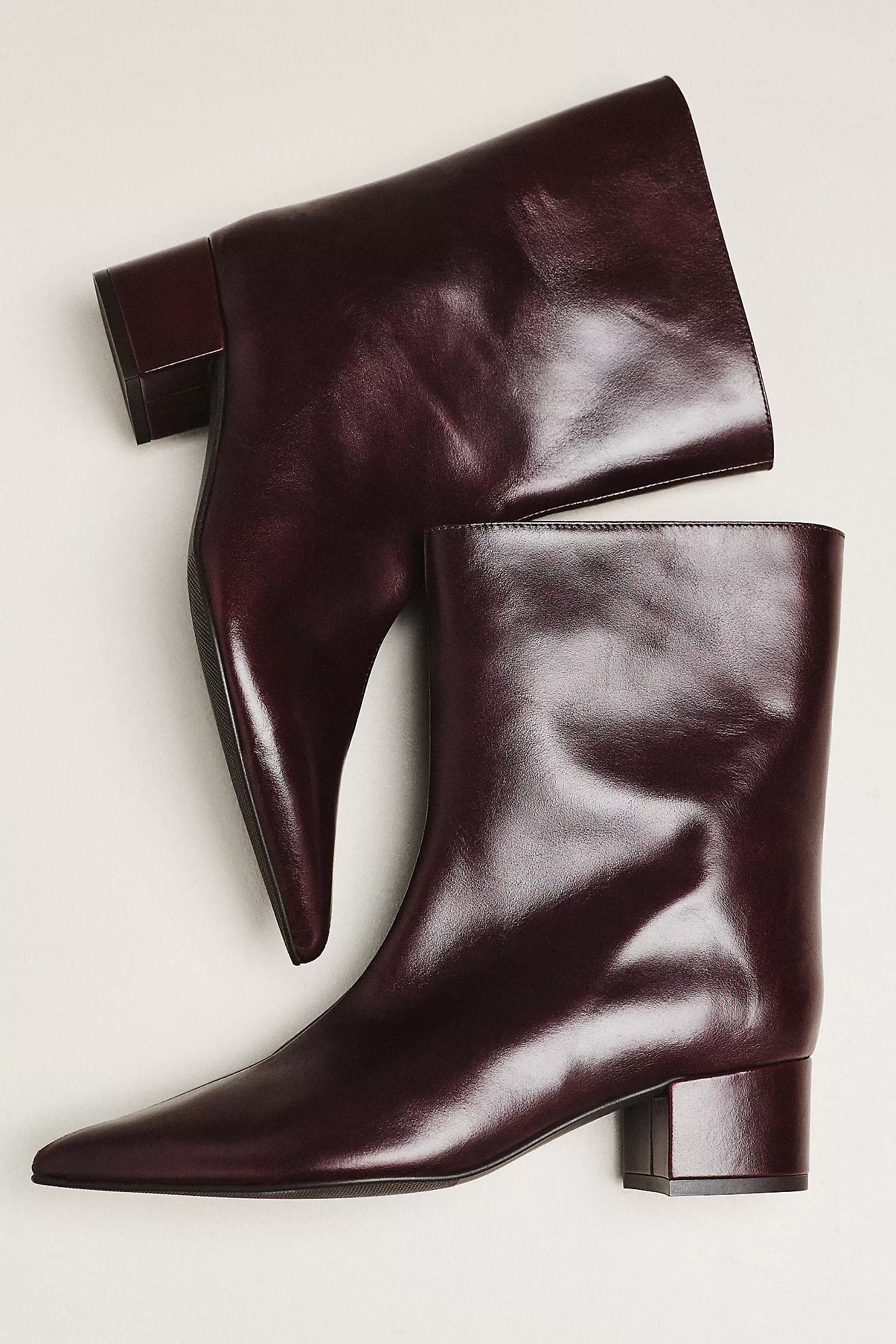 Maeve Leather Pointed-Toe Block Heel Boots | Anthropologie (US)