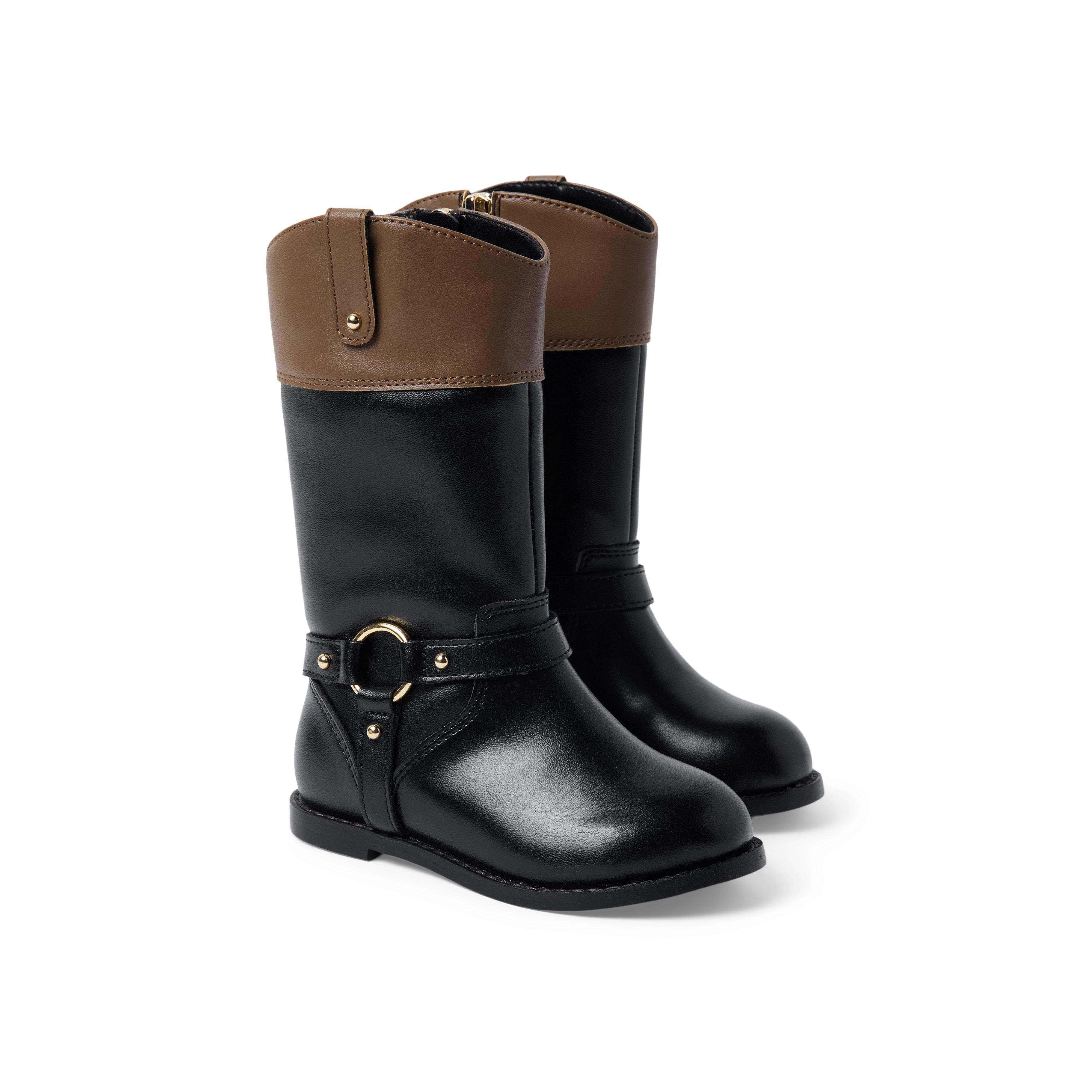 Janie and Jack | Colorblock Riding Boot - Black / 4 | Janie and Jack