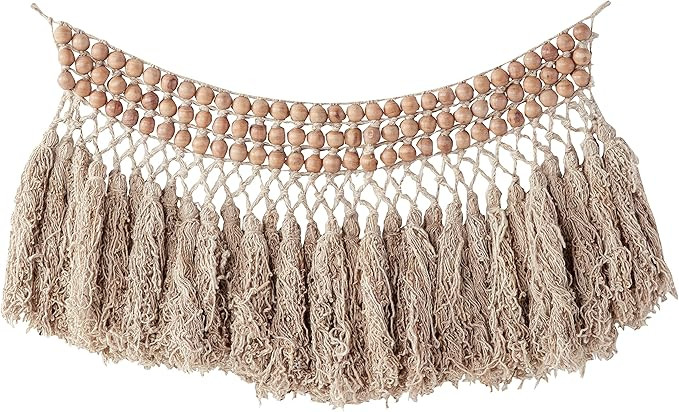Creative Co-Op Bead Wool Fringe Wall Hangings, Brown | Amazon (US)