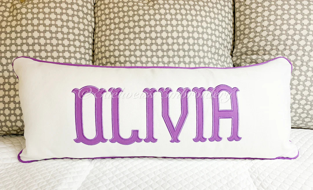 Appliqué Name Pillow Sham Bingley Font.many More Styles at Www.edelweissembroidery.com - Etsy | Etsy (US)