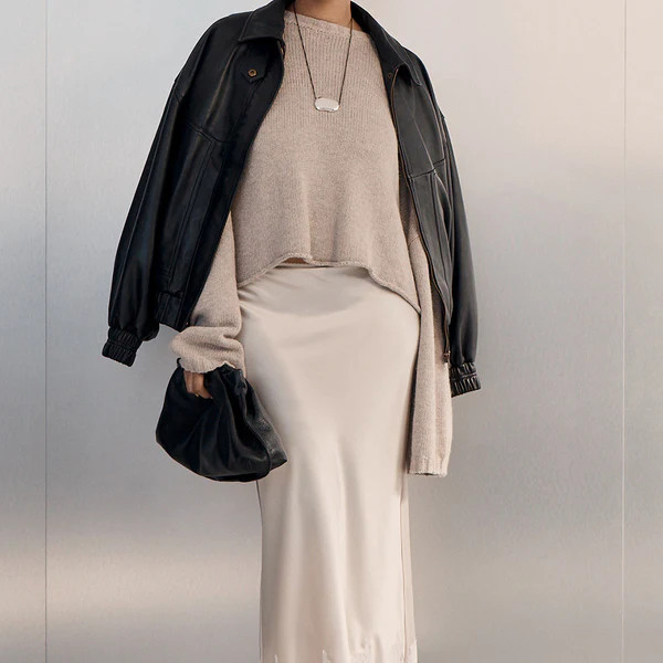 SELENE OYSTER SATIN MIDI SKIRT - 8 / OYSTER | DISSH