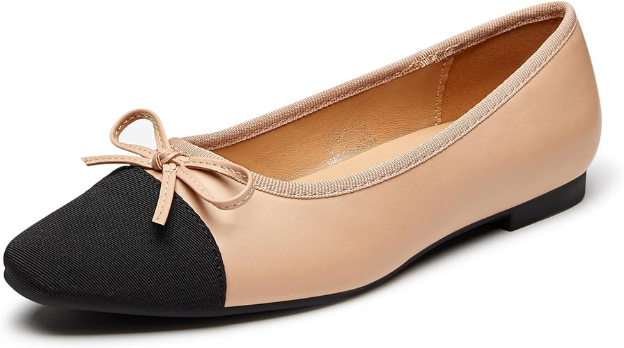 Trary Slingback Flats for Women, Black Dressy Comfortable Round Square Toe Shoes, Work Office Cas... | Amazon (US)