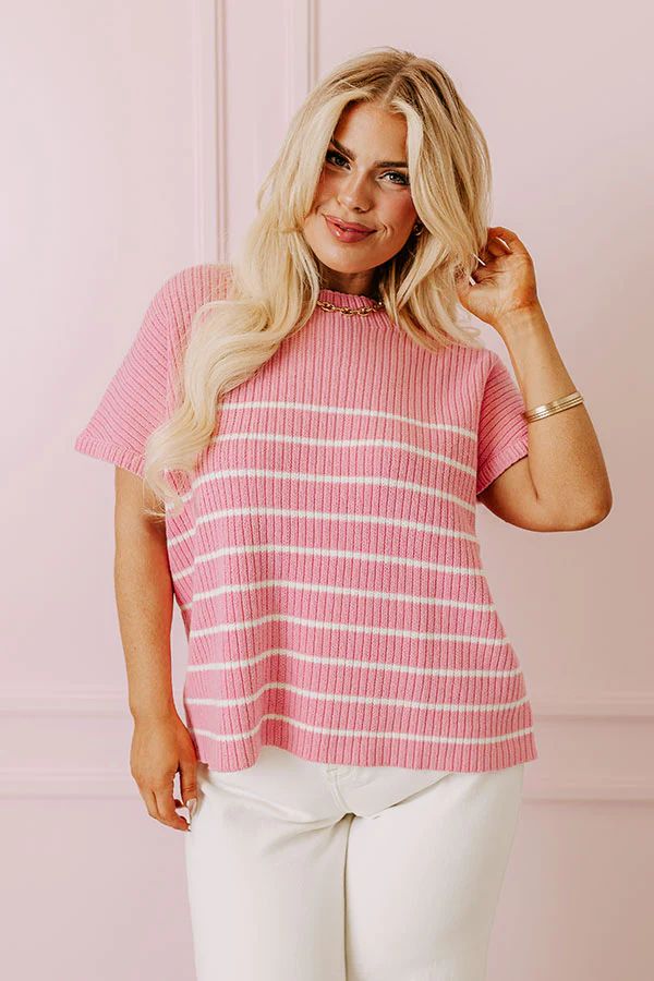 City Chic Knit Top in Pink Curves | Impressions Online Boutique