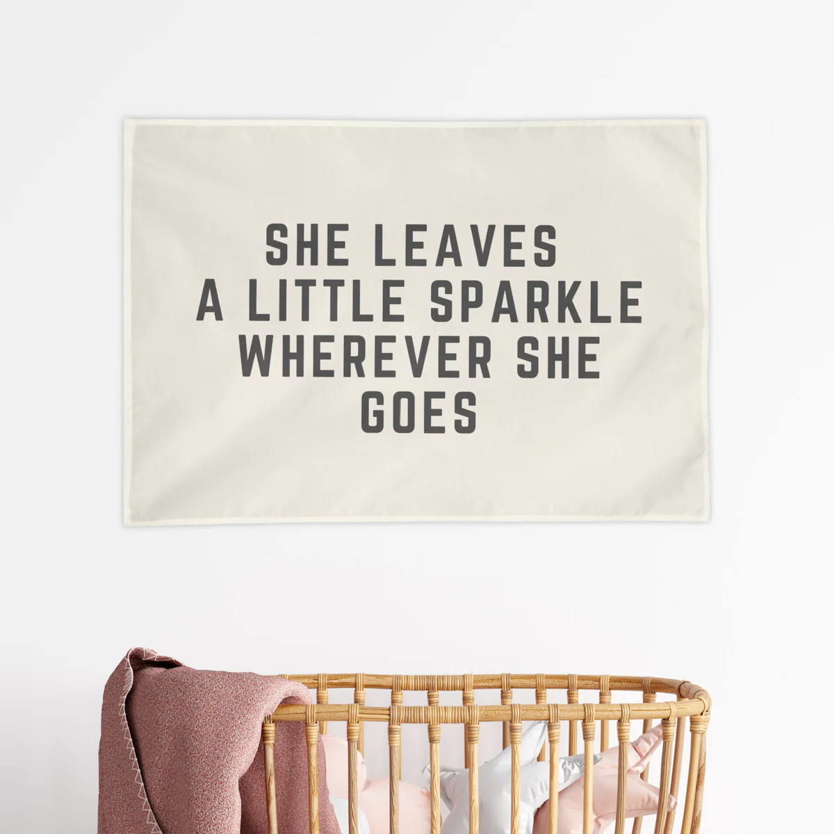 She Leaves a Little Sparkle Wherever She Goes Wall Flag | The Little Lemons Company