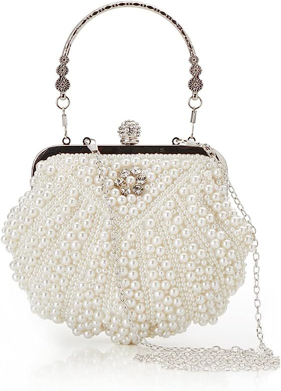 BABEYOND Women Pearl Clutch Purse - Beaded Bridal Evening Bag Formal shell shape Handbag for 1920... | Amazon (CA)