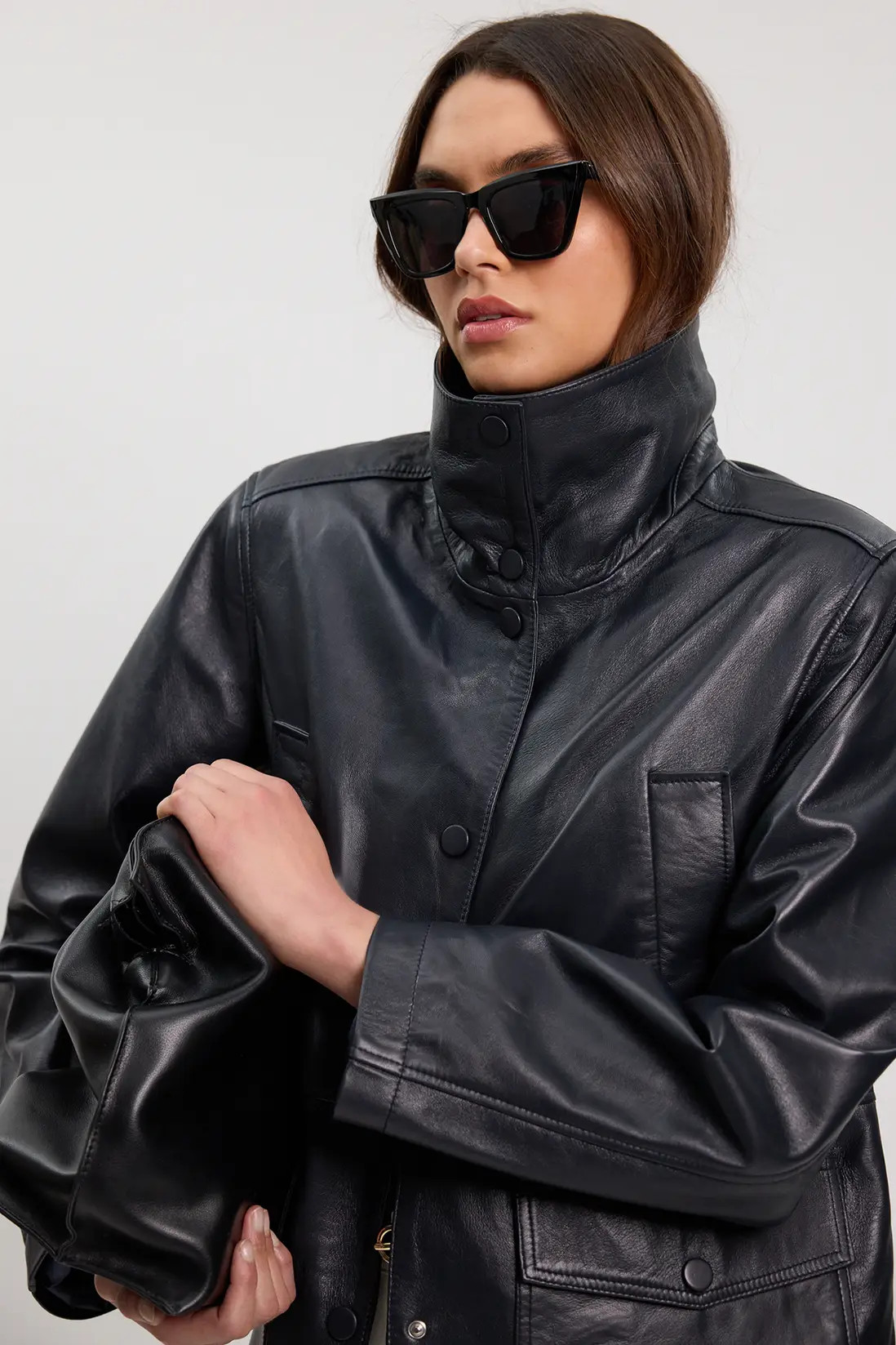 Leather Oversized Jacket | Karen Millen