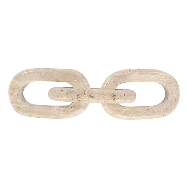 Tan Travertine Chain Link Decor, 14", Neutral, Marble, sold by At Home | At Home