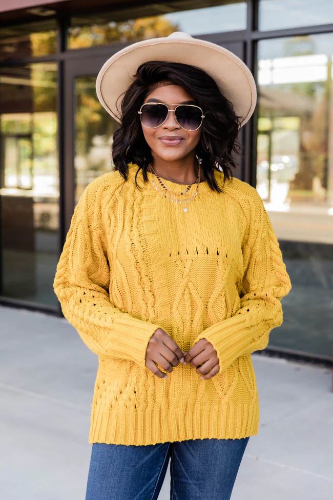 Joyous Soul Cable Knit Mustard Sweater FINAL SALE | The Pink Lily Boutique