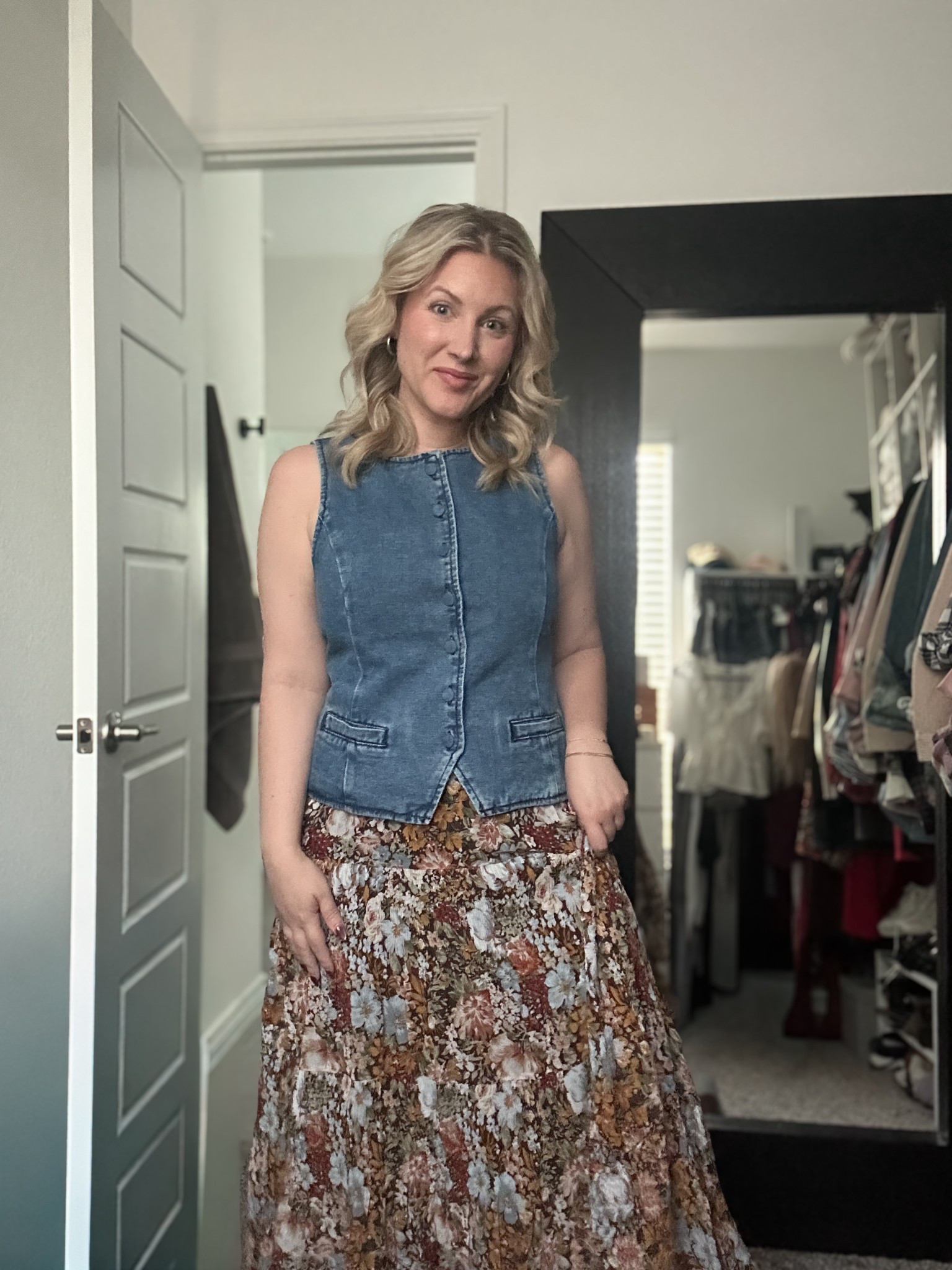 Easy polished and trendy fall work outfit for when you want to fall vibes, but it’s still to hot to wear anything with sleeves, let alone a sweater! 🥵

Don’t sleep on this denim vest 😍 it’s big bust approved (tested by yours truly with 34DD), has cinching in the back to snatch your waist, and is tailored beautifully with double stitching and fabric covered buttons. 

#LTKFindsUnder50 #LTKSeasonal #LTKMidsize
