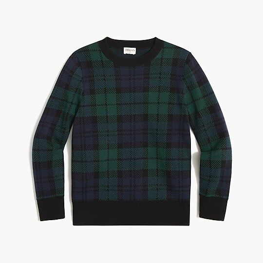 Boys' Black Watch plaid crewneck sweater | J.Crew Factory