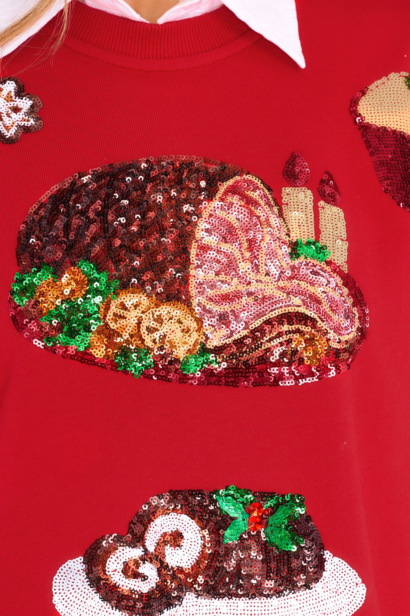 Red Christmas Food Icon Sweatshirt | Red Dress 