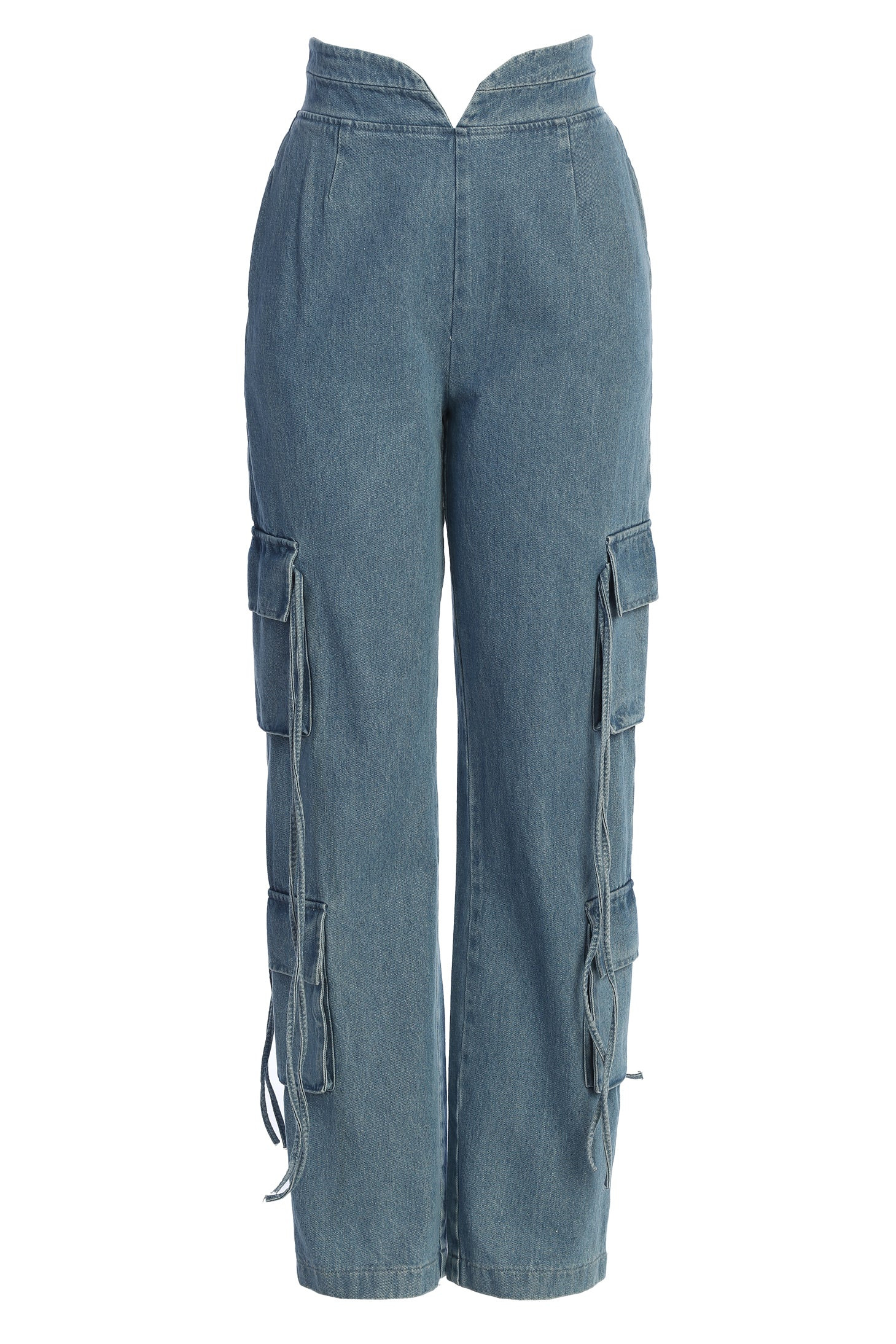 Medium Wash Jacinda Denim Utility Pants | JLUXLABEL
