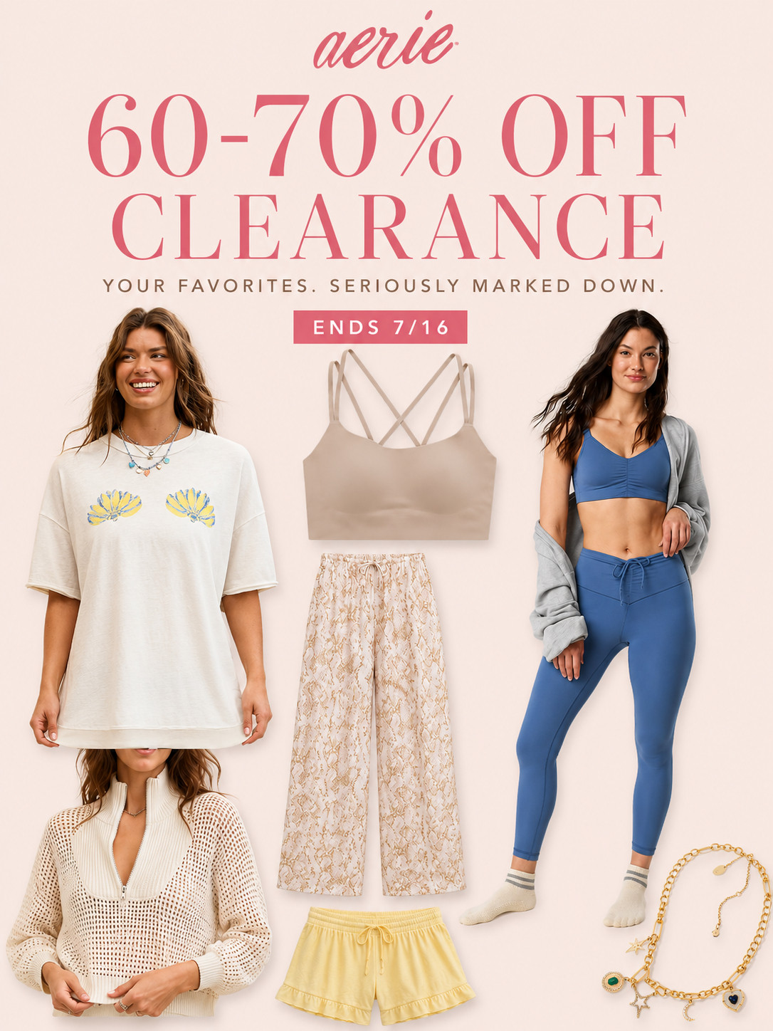 The Aerie clearance sale is SO good right now! Up to 70% off on cozy layers, lounge sets, activewear, and everyday staples I've been eyeing.

These are a few of my favorite finds, but sizes are already disappearing. The sale ends 7/16, so don't wait if something catches your eye.

🛍️ Shop all my picks on my LTK before they're gone! #LTKSale #Aerie #AerieFinds #SummerStyle #LTKFashion #SaleAlert 

 #LTKgrwm #LTKSaleAlert #LTKMidsize
