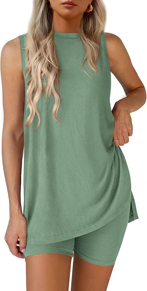 PRETTYGARDEN 2 Piece Sets for Women 2026 Summer Matching Lounge Shorts Set Resort Airport Travel ... | Amazon (US)