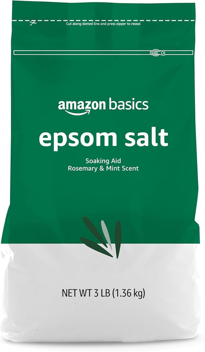 Amazon Basics Epsom Salt Soaking Aid, Soothing Rosemary & Mint Scent, 3 Pound (Pack of 1) (Previo... | Amazon (US)