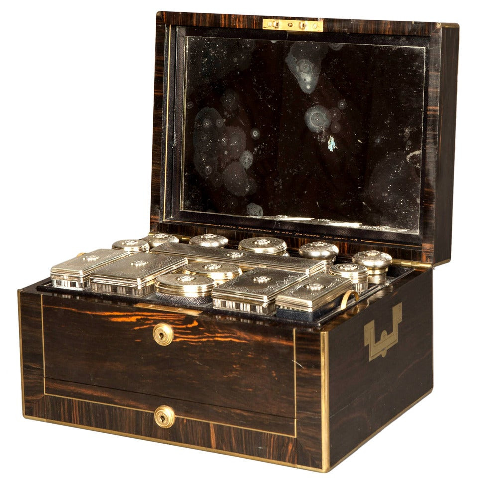 19th Century Coromandel Vanity Box with Silver Gilt Fitted Interior by Asprey | 1stDibs