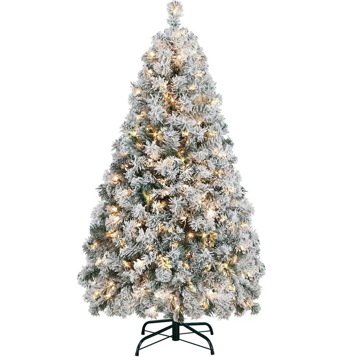Yaheetech Pre-lit Flocked Artificial Christmas Tree Snow Frosted Christmas Tree | Target