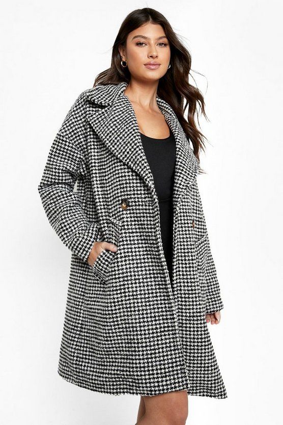 Dogtooth Wool Look Coat | Boohoo.com (US & CA)