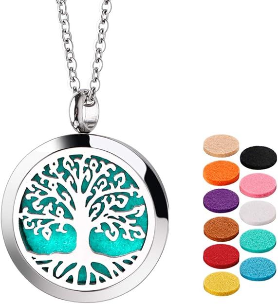 Essential Oil Necklace Diffuser Necklace Stainless Steel Not Fade Gift Set for Women and Girls | Amazon (US)