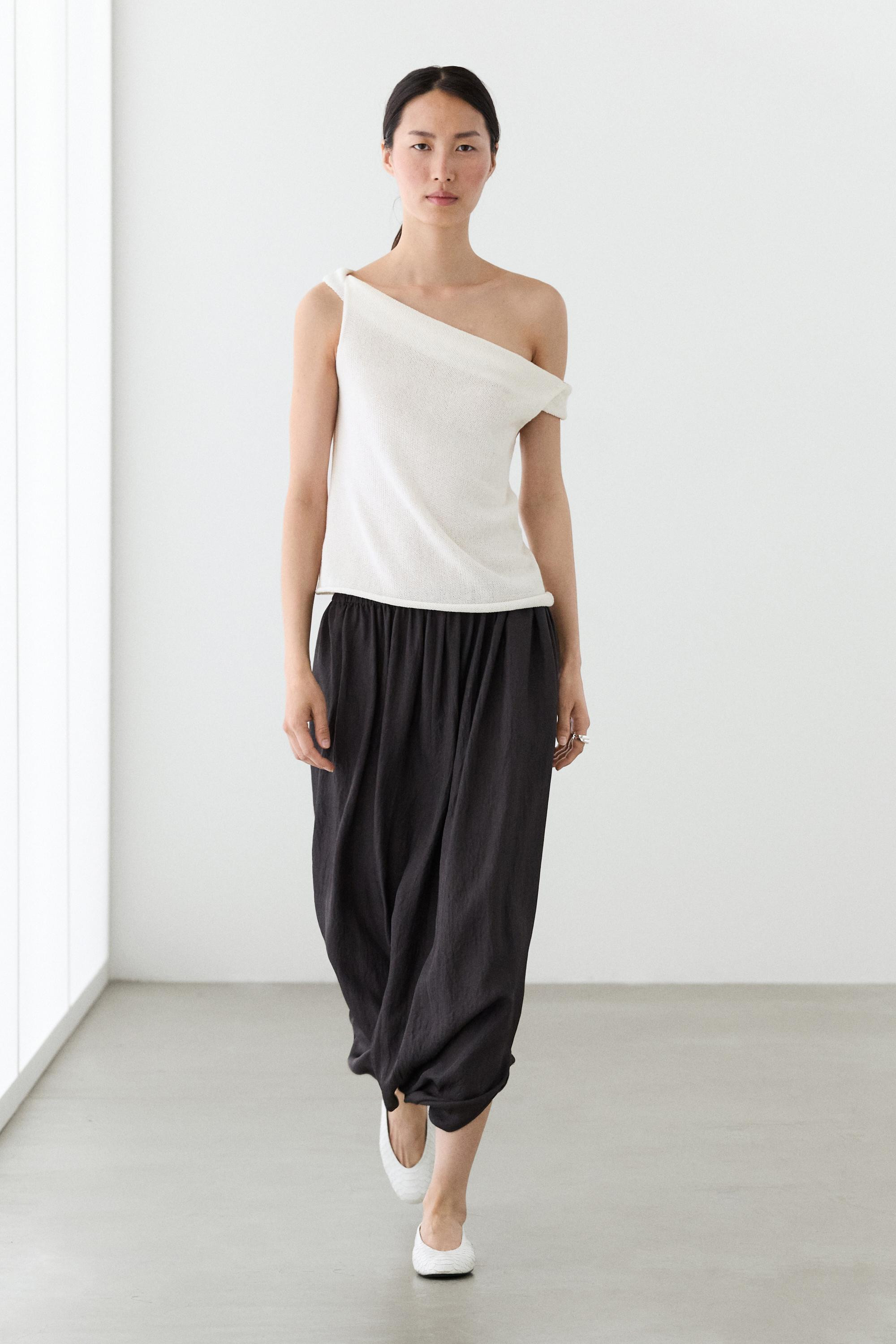 Ribbed knit bandeau top | Massimo Dutti US