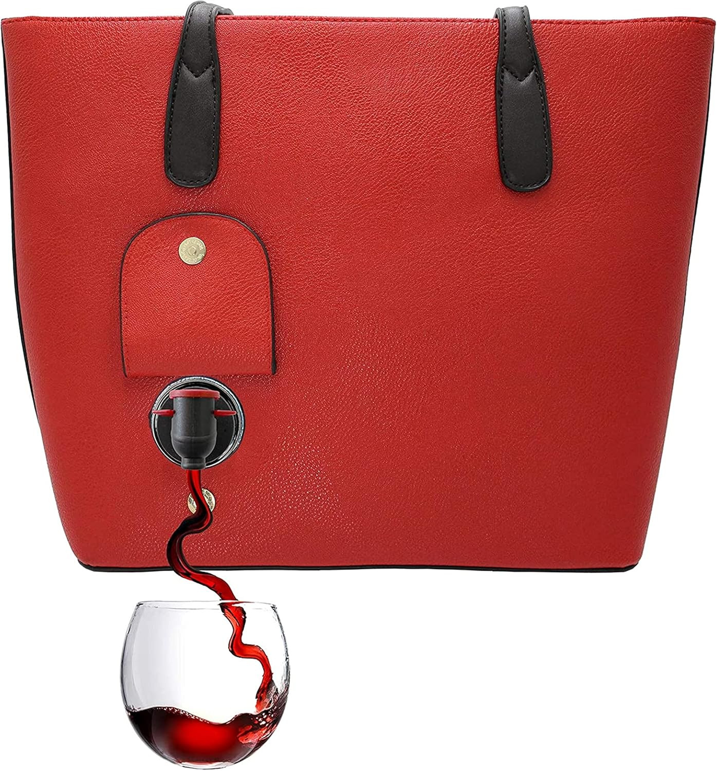 PortoVino Classic Tote Bag - Vegan Leather Wine Purse with Hidden Spout and Dispenser Flask for W... | Amazon (US)