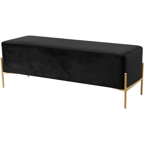 Meridian Furniture Isla Contemporary Velvet Bench in Black - Walmart.com | Walmart (US)