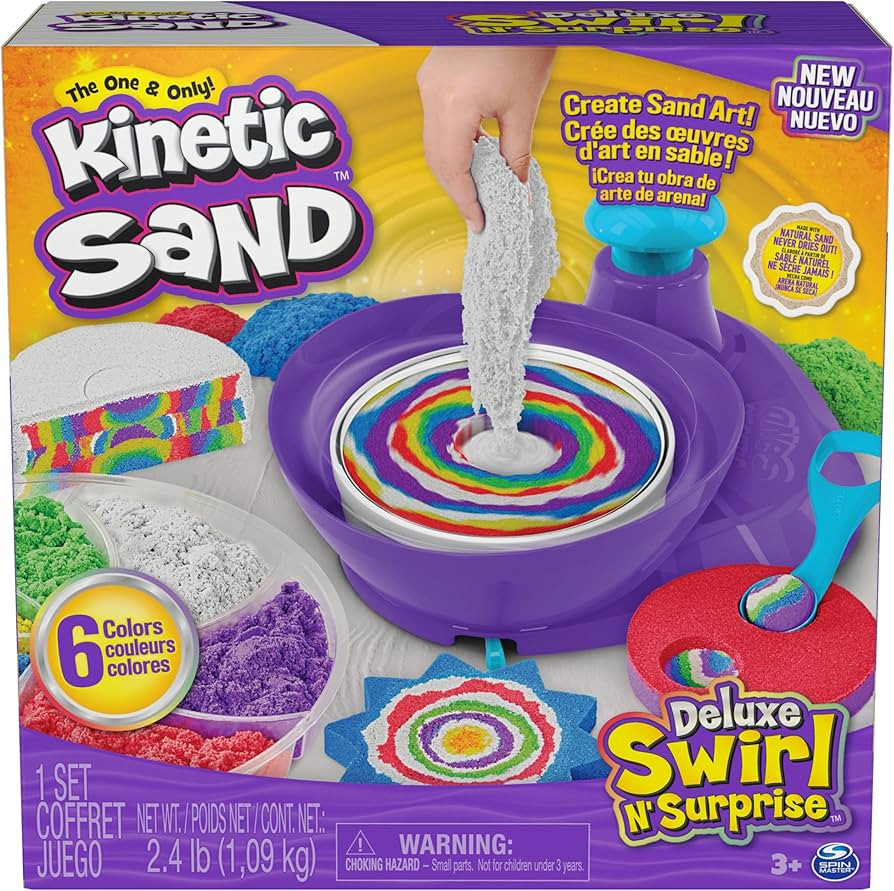 Kinetic Sand, Deluxe Swirl N’ Surprise Playset , 2.5lbs of Play Sand (Red, Blue, Green, Yellow,... | Amazon (US)
