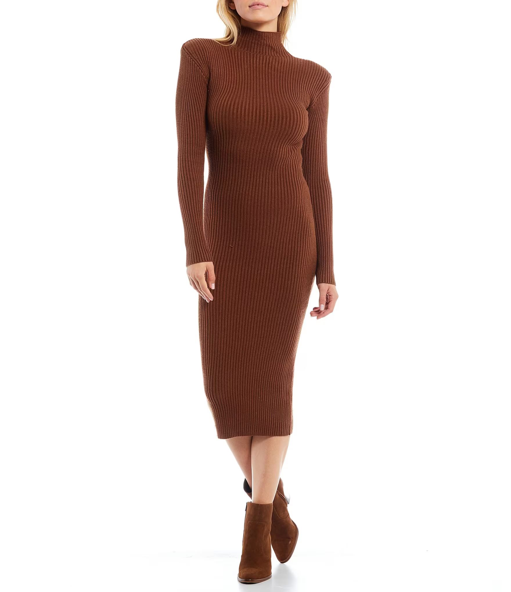 Abilene Turtleneck Long Sleeve Sweater Midi Dress | Dillards