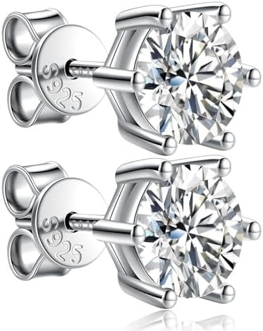 Moissanite Stud Earrings for Women 0.8Ct-4Ct,Jewelry for Her Girlfriend Mom Daughter Wedding Anni... | Amazon (US)