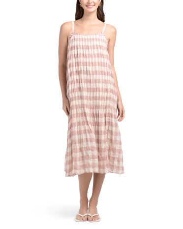 Smocked Gingham Midi Dress | TJ Maxx