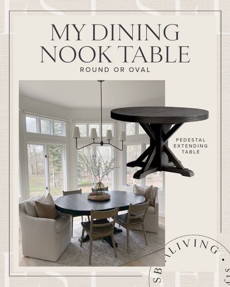 H O M E \ my dining nook table! It is round or extend it to an oval shape like I did! 

Home decor
Pottery barn 

#LTKhome