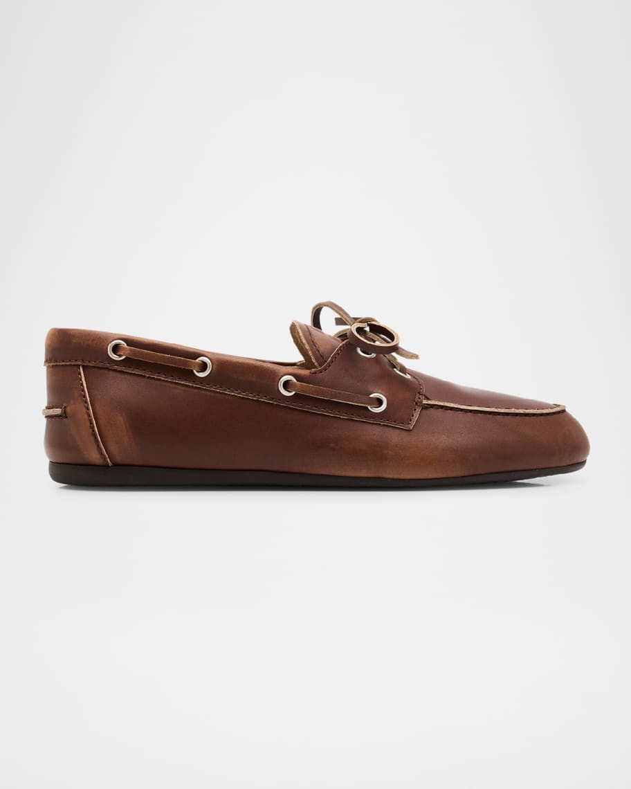Leather Lace-Up Moccasins | Neiman Marcus
