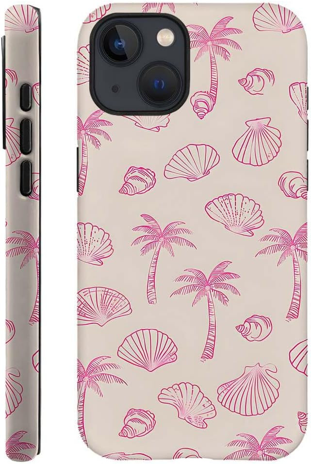 DAIZAG Case Compatible with for iPhone 13,Pink Seashells Palm Trees Beach Phone Case for iPhone 1... | Amazon (US)