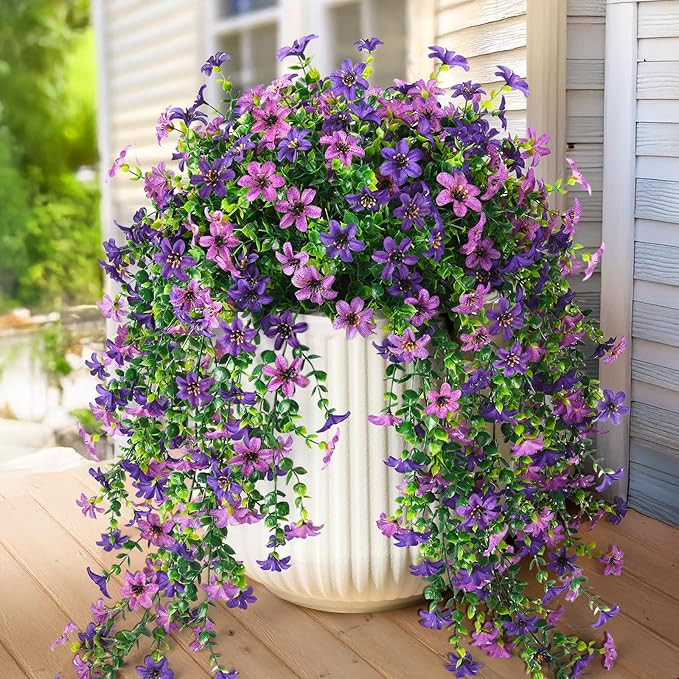 Artificial Fake Hanging Flowers Plants for Outdoor Spring Decoration,2 PCS Faux Silk Daisy with E... | Amazon (US)